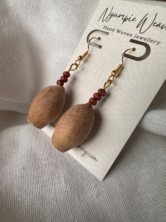 Natural Bloodwood Gumnut Earrings