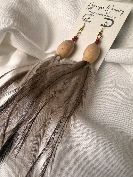 Emu Feather Gumnut Earrings